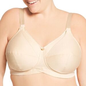 NEW Elila Cotton Soft Cup Wire-free Hook Closure Nursing Bra 1613 Nude (Beige)